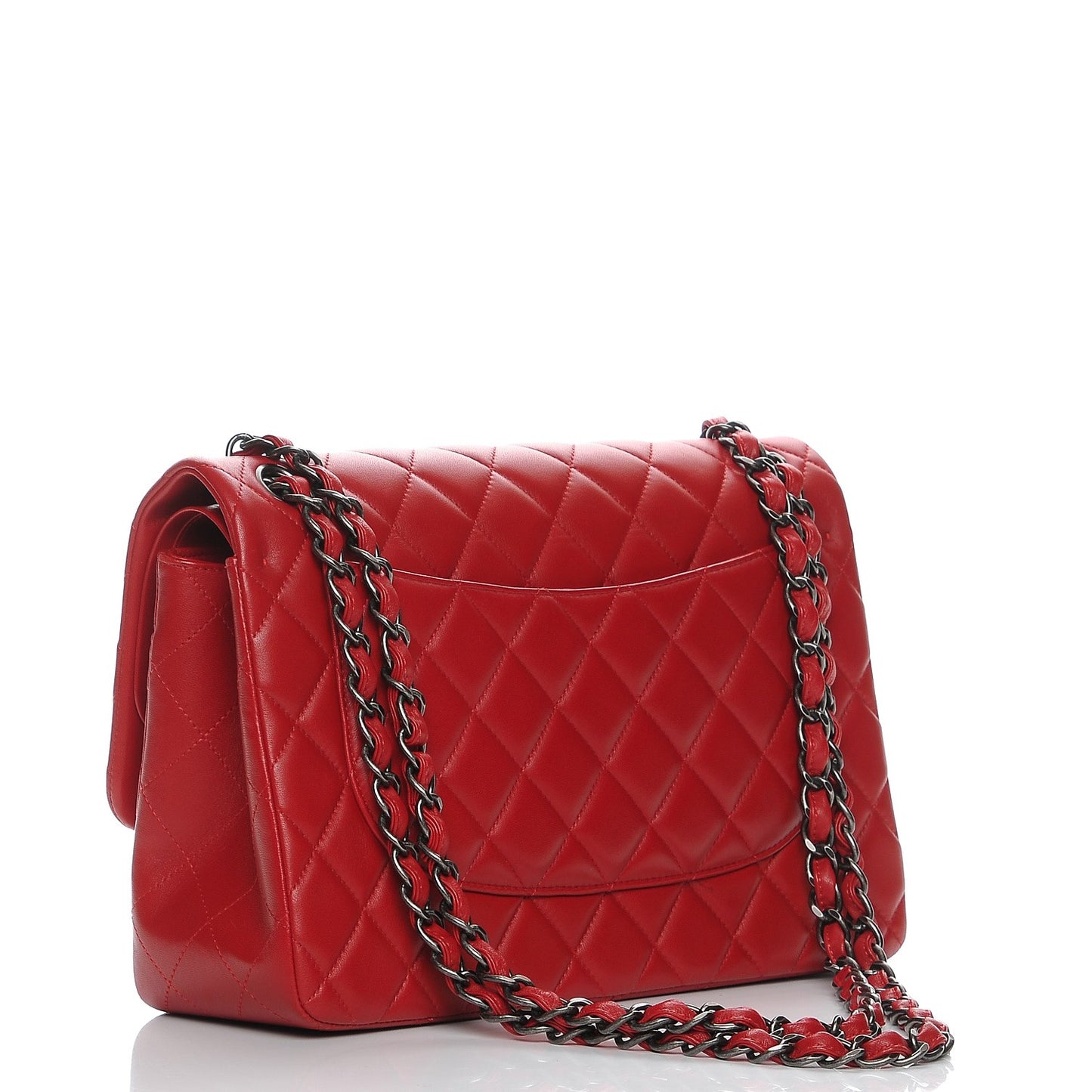 Lambskin Quilted Jumbo Double Flap Red