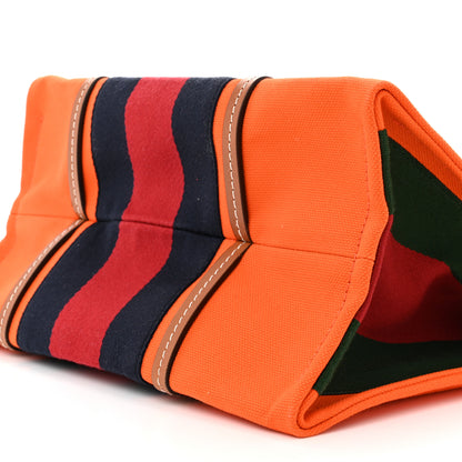 Gucci Canvas Calfskin Web Large Interlocking G Tote Bag Vibrant Orange Hazel Brown 9 of 9