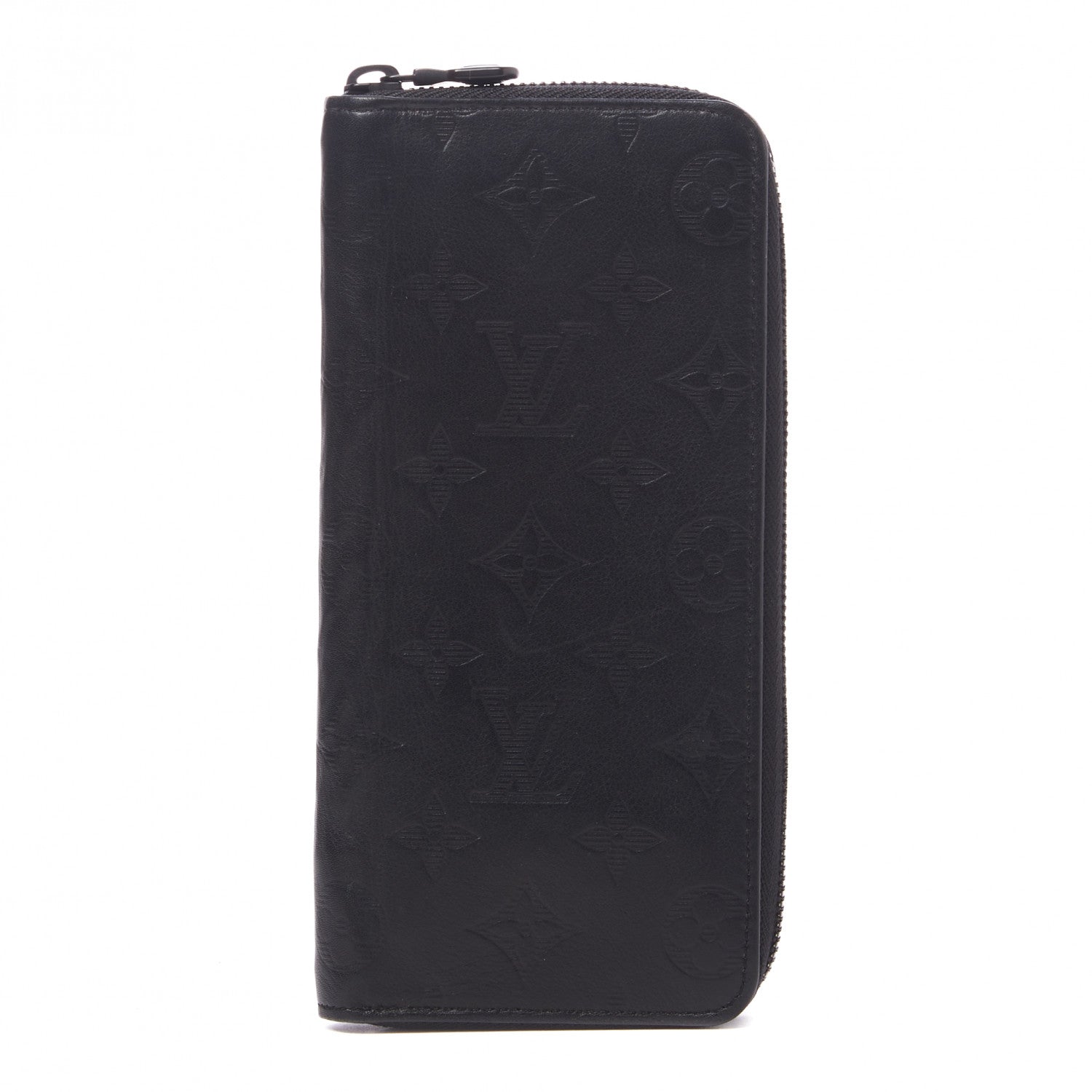 Louis Vuitton Calfskin Monogram Shadow Vertical Zippy Wallet Black 1 of 8
