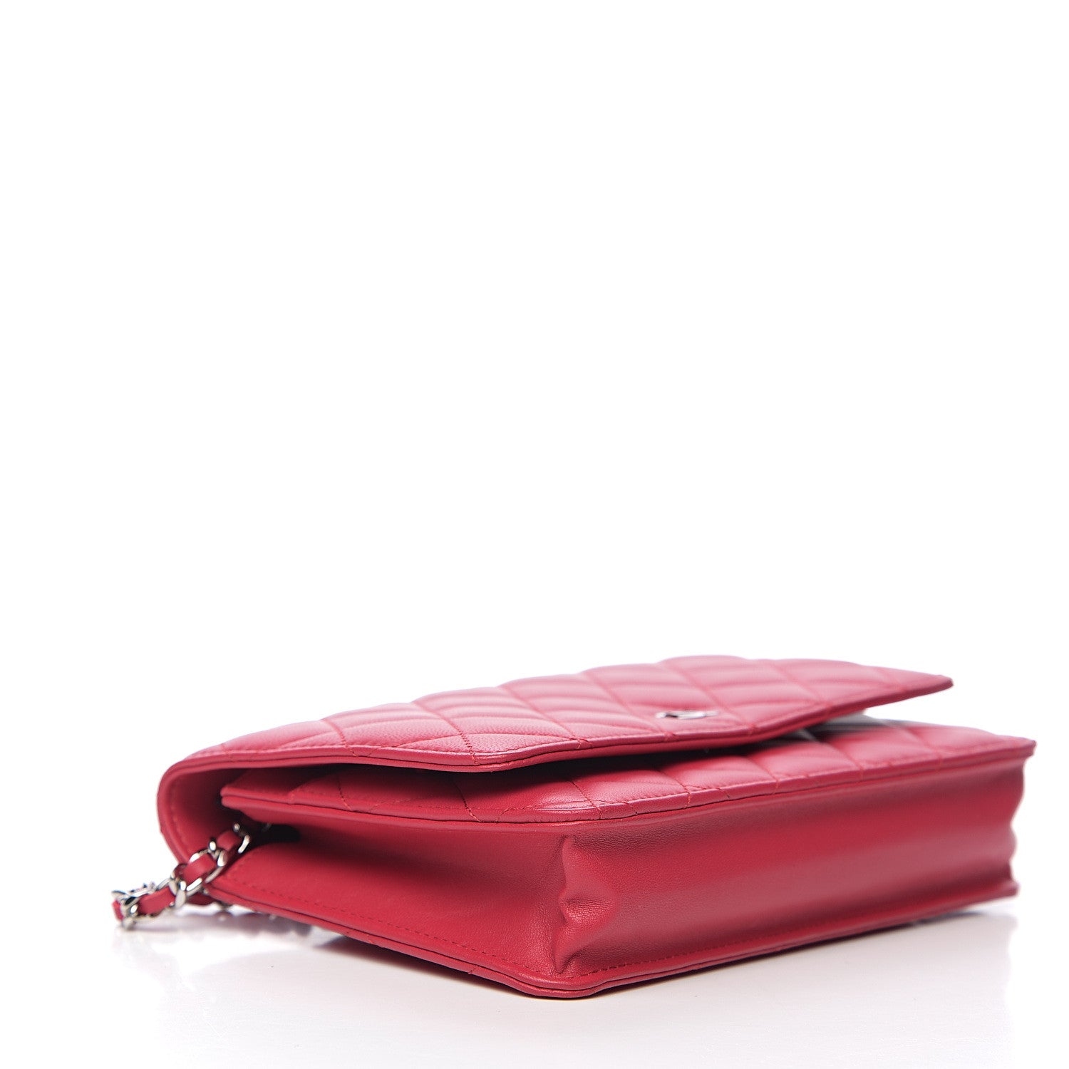 Chanel Lambskin Quilted Wallet On Chain WOC Dark Pink 3 of 10