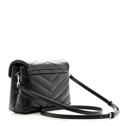 Saint Laurent Calfskin Y Quilted Monogram Toy Loulou Crossbody Bag Black 4 of 12