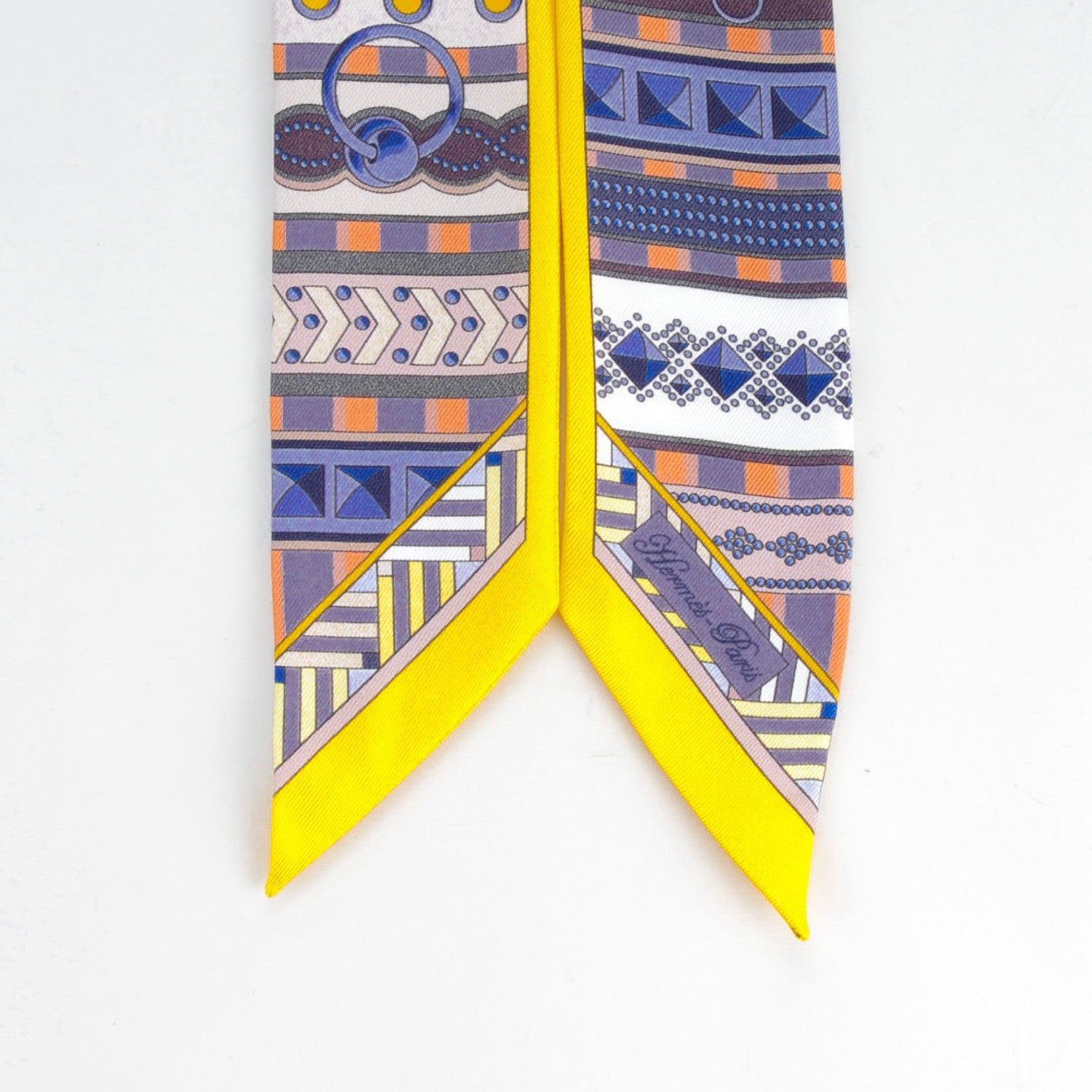 Hermes Silk Colliers De Chiens Twilly Juane Vif Indigo Juane D'or 5 of 6