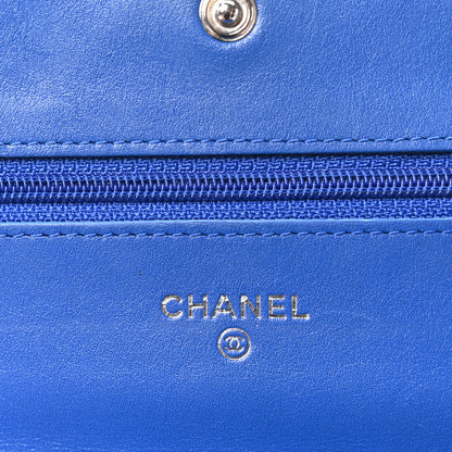 Chanel Patent Calfskin Quilted Wallet On Chain WOC Dark Blue 6 of 10