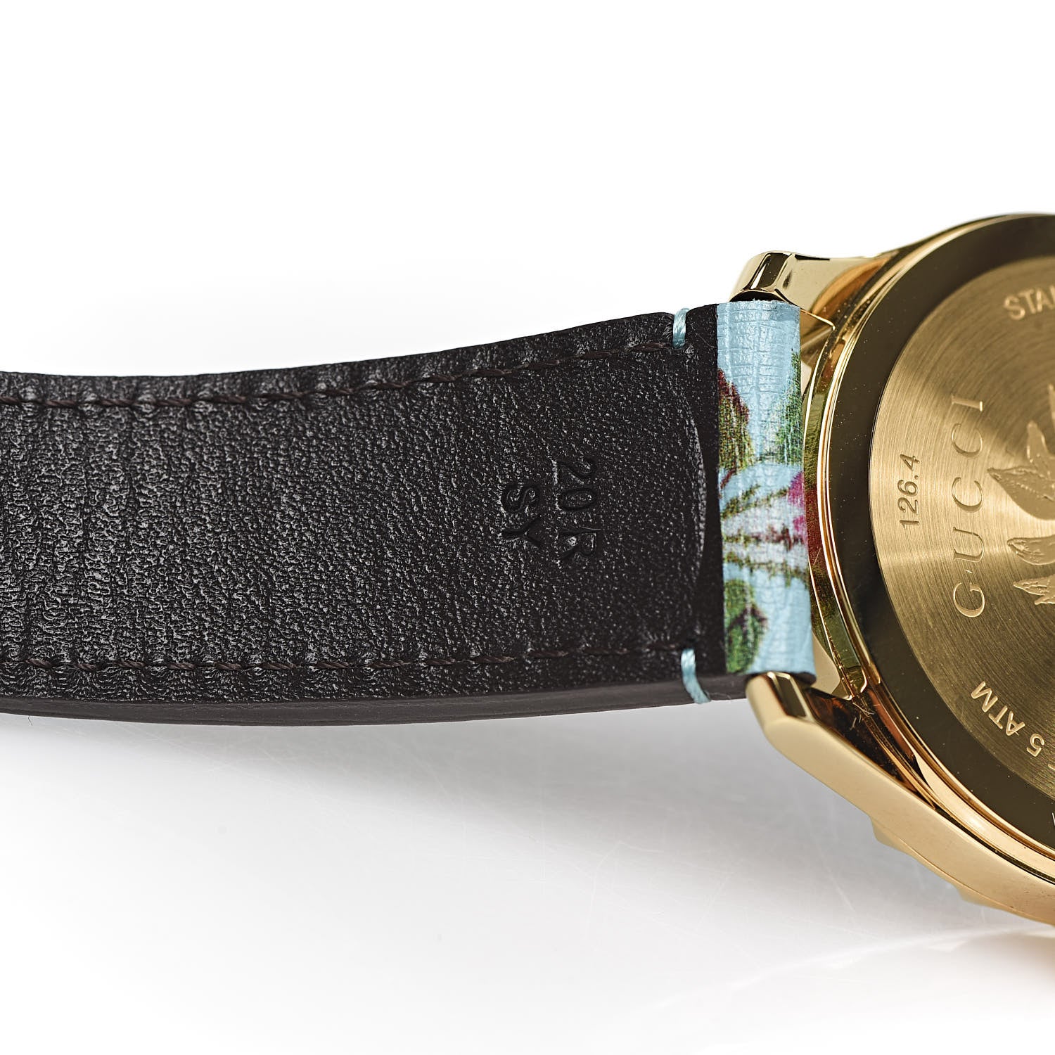 Gucci Stainless Steel Calfskin 38mm G-Timeless Floral Quartz Watch Blue 5 of 8