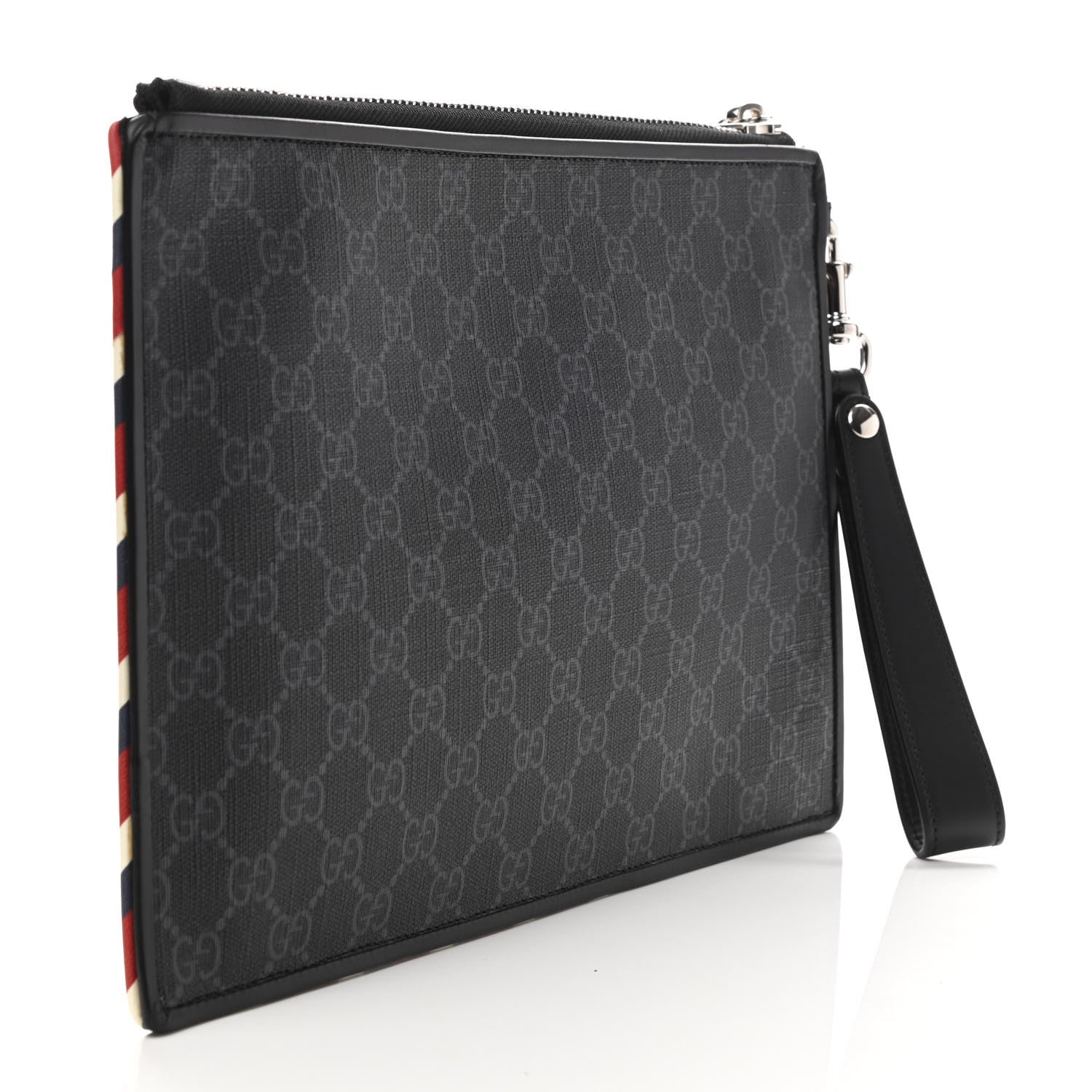 Gucci GG Supreme Monogram Night Courrier Zip Wristlet Pouch Black Multicolor 3 of 8