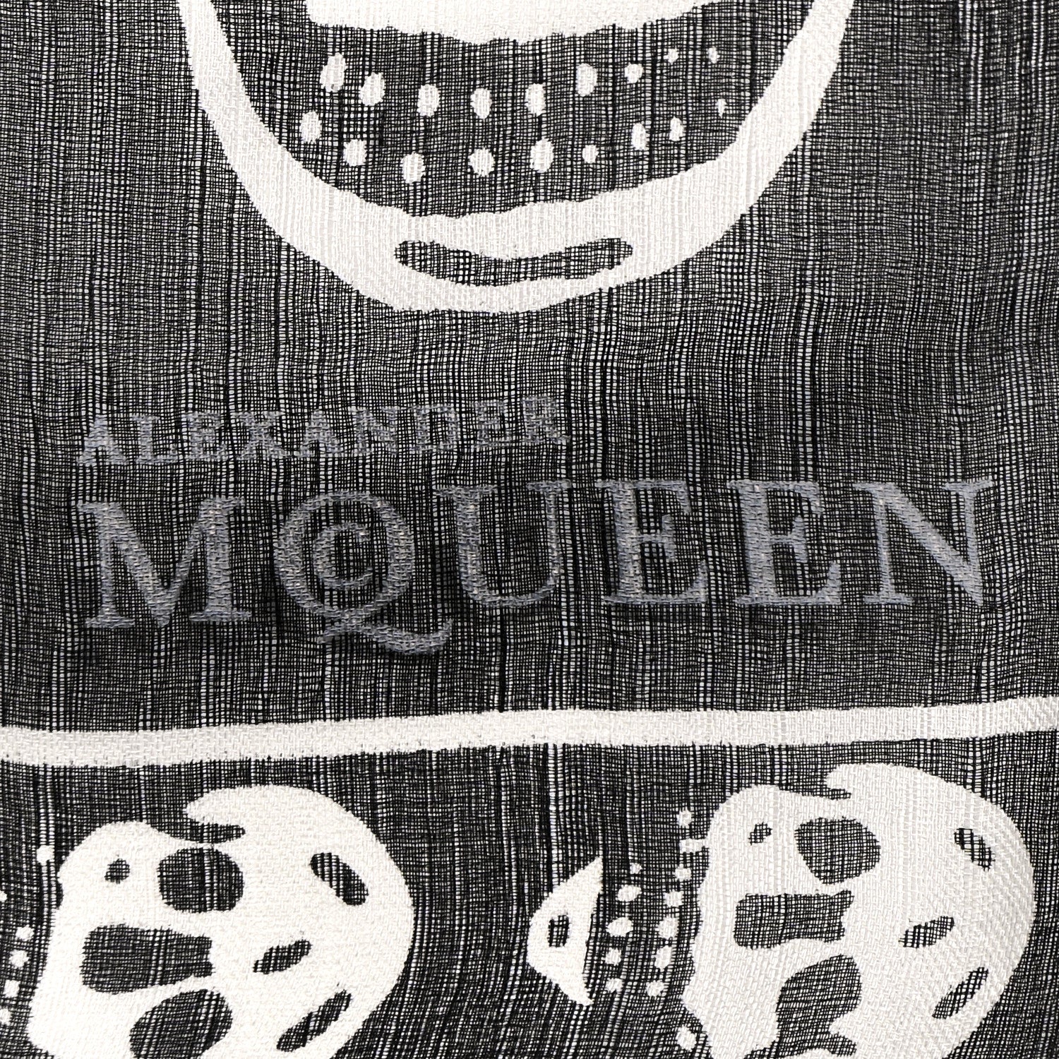 Alexander McQueen Silk Chiffon Skull Scarf Black Ivory 2 of 3