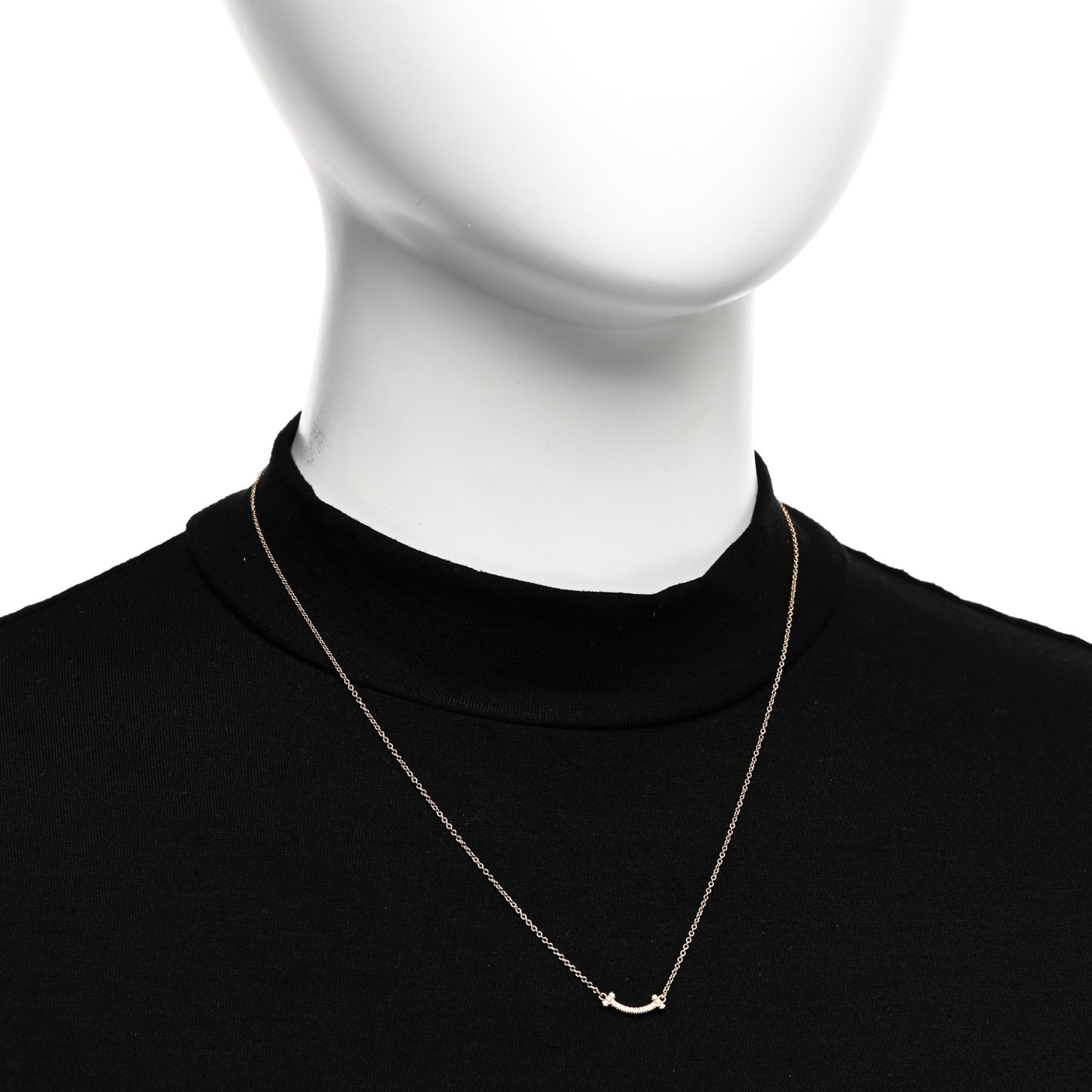 18K Rose Gold Diamond Mini T Smile Pendant Necklace