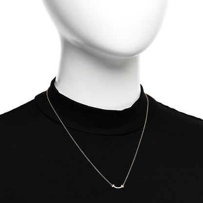 Tiffany 18K Rose Gold Diamond Mini T Smile Pendant Necklace 2 of 5