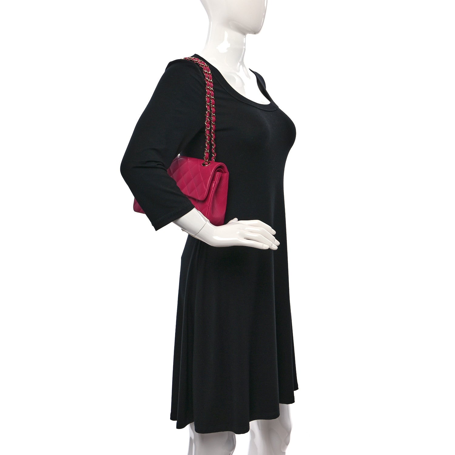 Chanel Caviar Quilted Small Double Flap Fuchsia 2 of 10