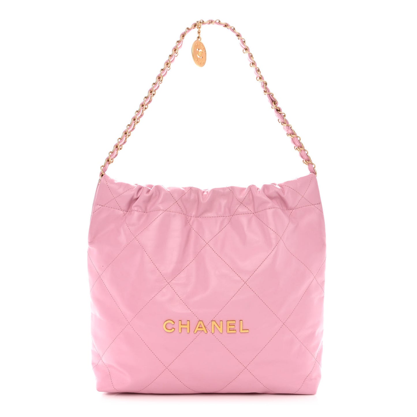 Shiny Calfskin Quilted Small Chanel 22 Dark Pink