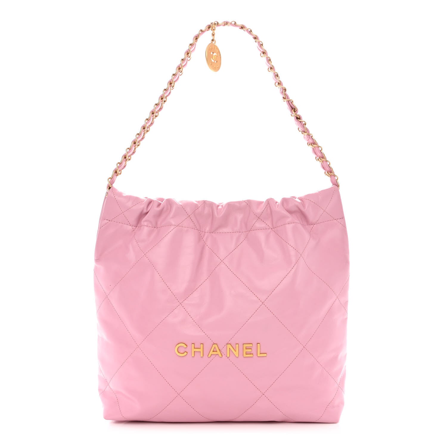 Chanel Shiny Calfskin Quilted Small Chanel 22 Dark Pink 3 of 12