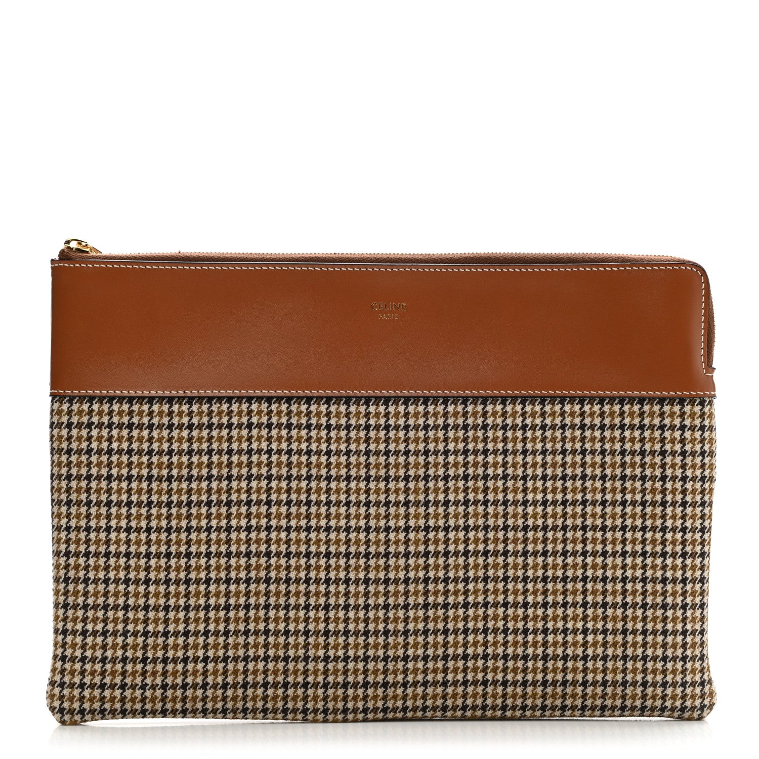 Celine Natural Calfskin Tweed Clutch Tan 1 of 8