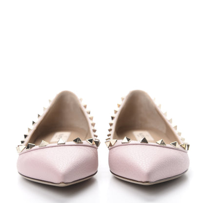 Valentino Garavani Pebbled Calfskin Rockstud Ballerina Flats 36.5 Water Rose 2 of 11