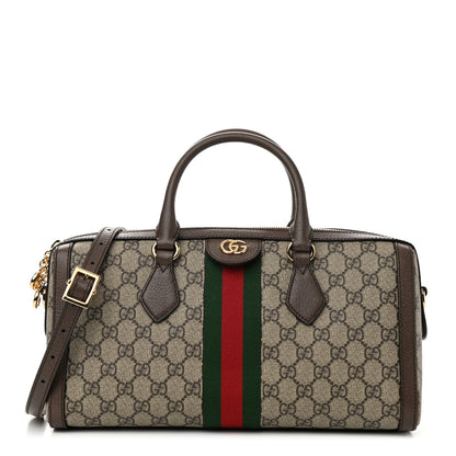 Gucci GG Supreme Monogram Web Medium Ophidia Boston Brown 1 of 10
