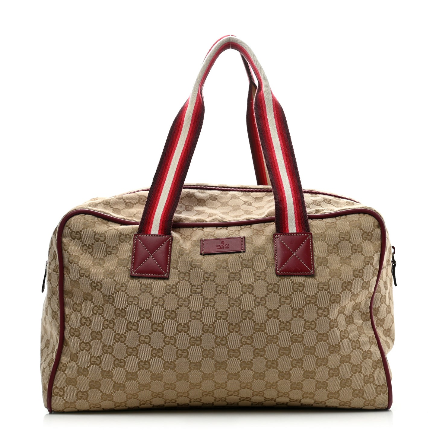 GG Monogram Web Medium Collapsable Carry On Duffle Beige Red