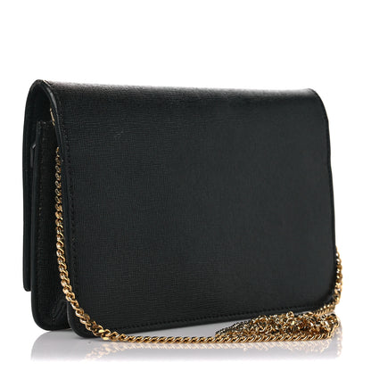 Fendi Vitello Elite Studded Tube Wallet on Chain Black 2 of 7