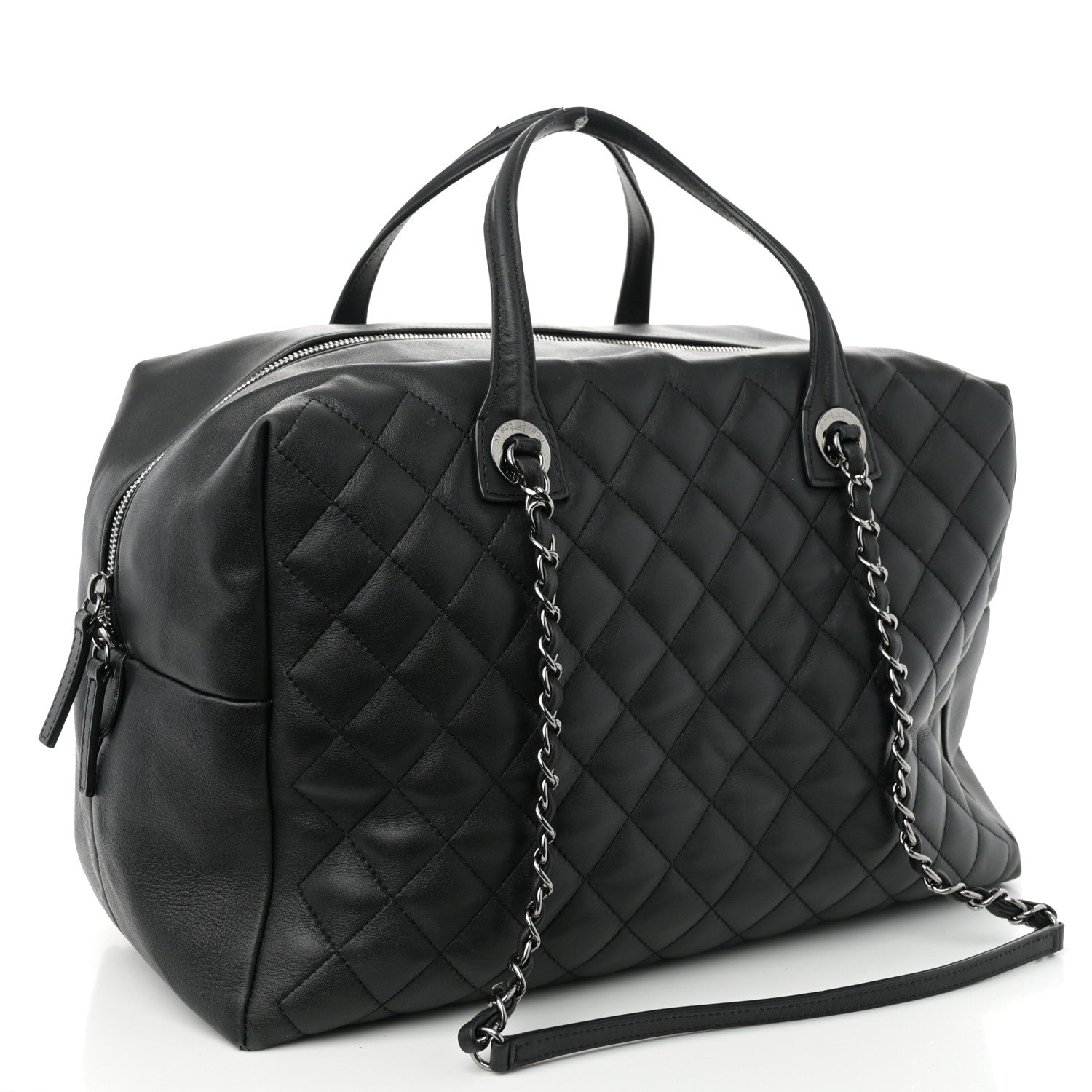 Chanel Calfskin Quilted Feather Weight Bowling Bag Black 3 of 11