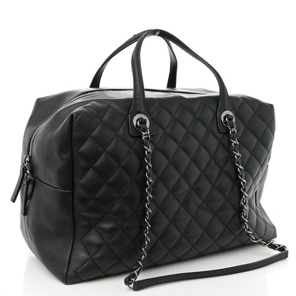 Chanel Calfskin Quilted Feather Weight Bowling Bag Black 3 of 11