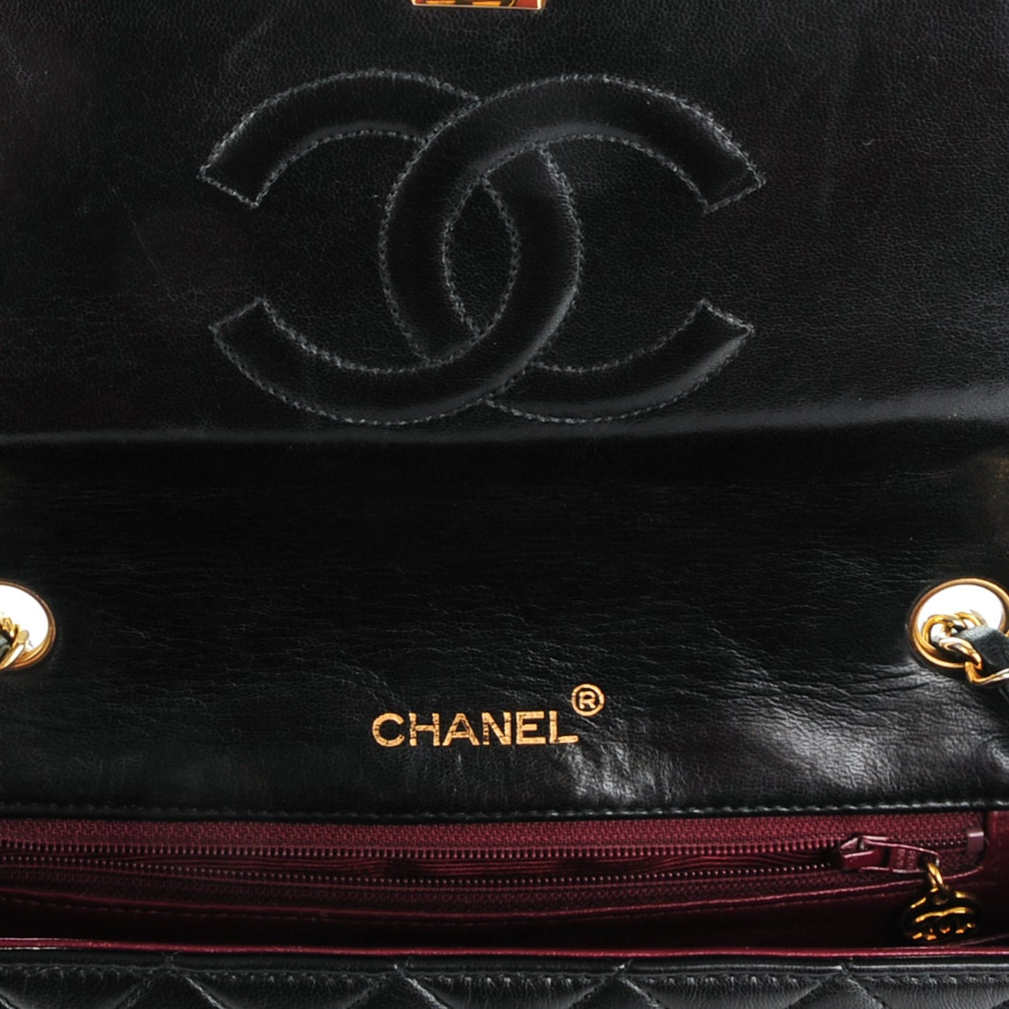 Lambskin Quilted Small Single Flap Black