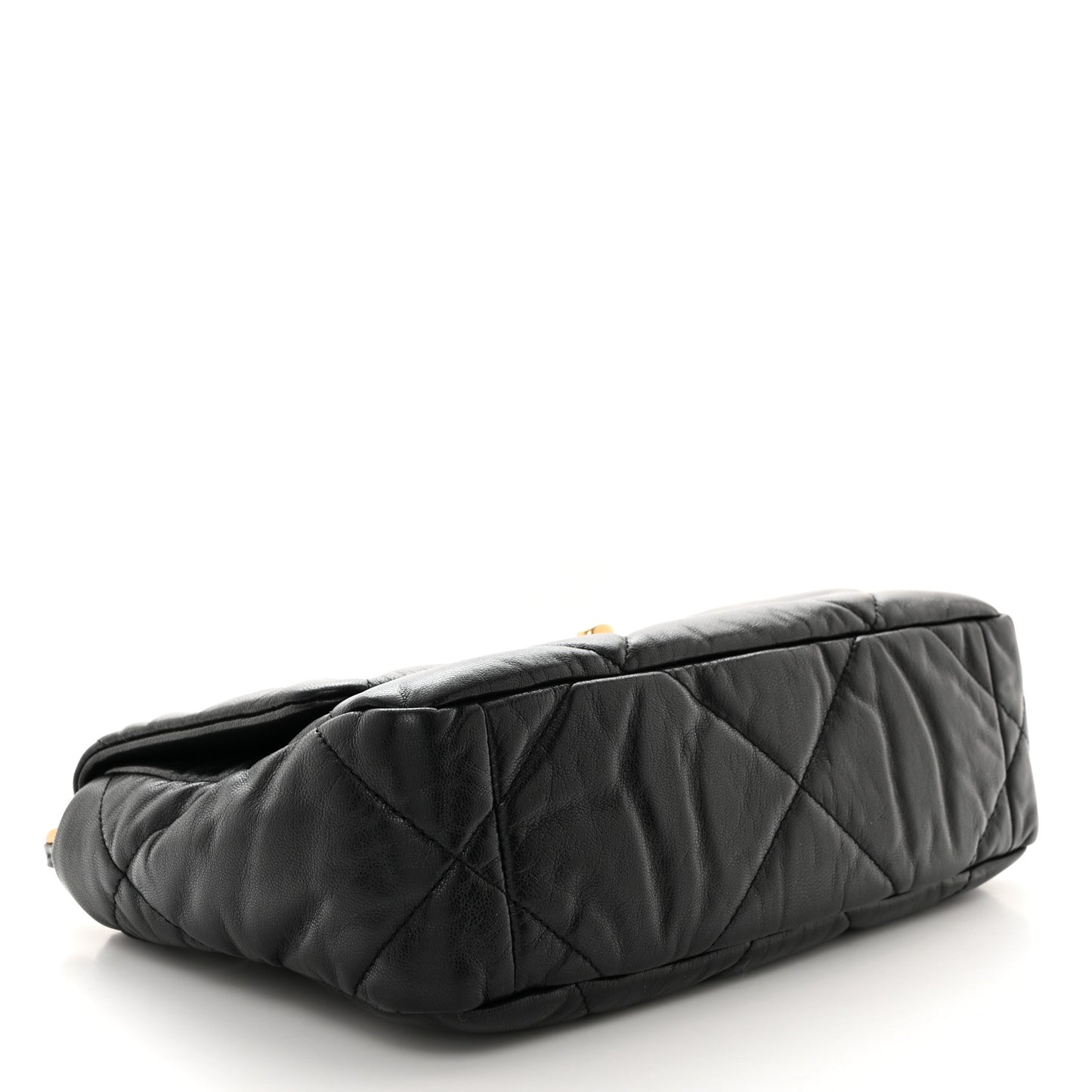 Shiny Goatskin Quilted Medium Chanel 19 Flap Black