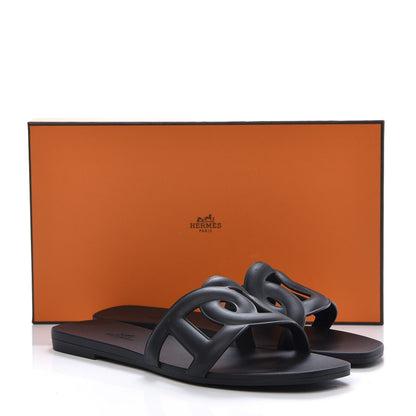 Hermes Rubber Aloha Sandals 37 Black 9 of 9
