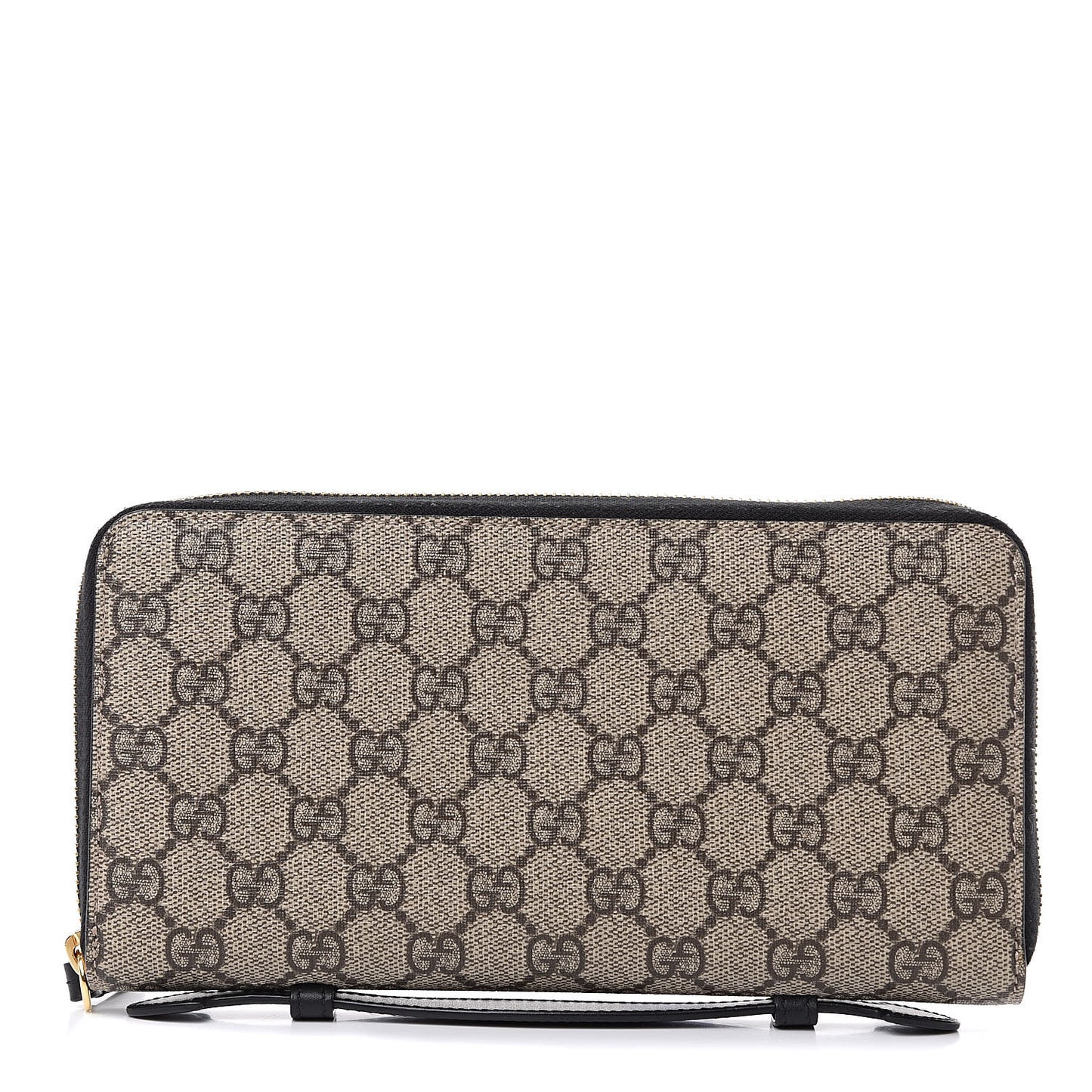GG Supreme Monogram Top Handle Zip Around Wallet Black