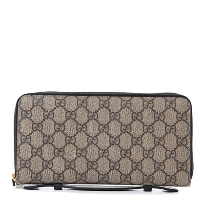 Gucci GG Supreme Monogram Top Handle Zip Around Wallet Black 1 of 12