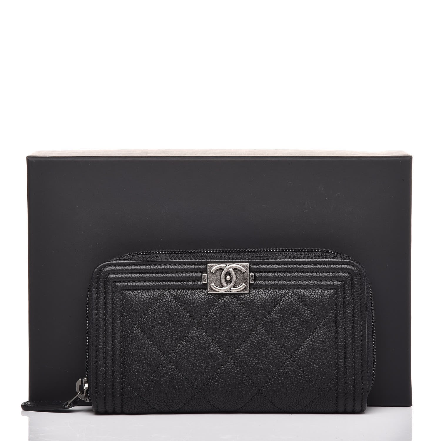Chanel Caviar Quilted Small Boy Zip Around Wallet Black 9 of 9
