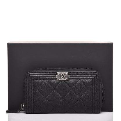 Chanel Caviar Quilted Small Boy Zip Around Wallet Black 9 of 9