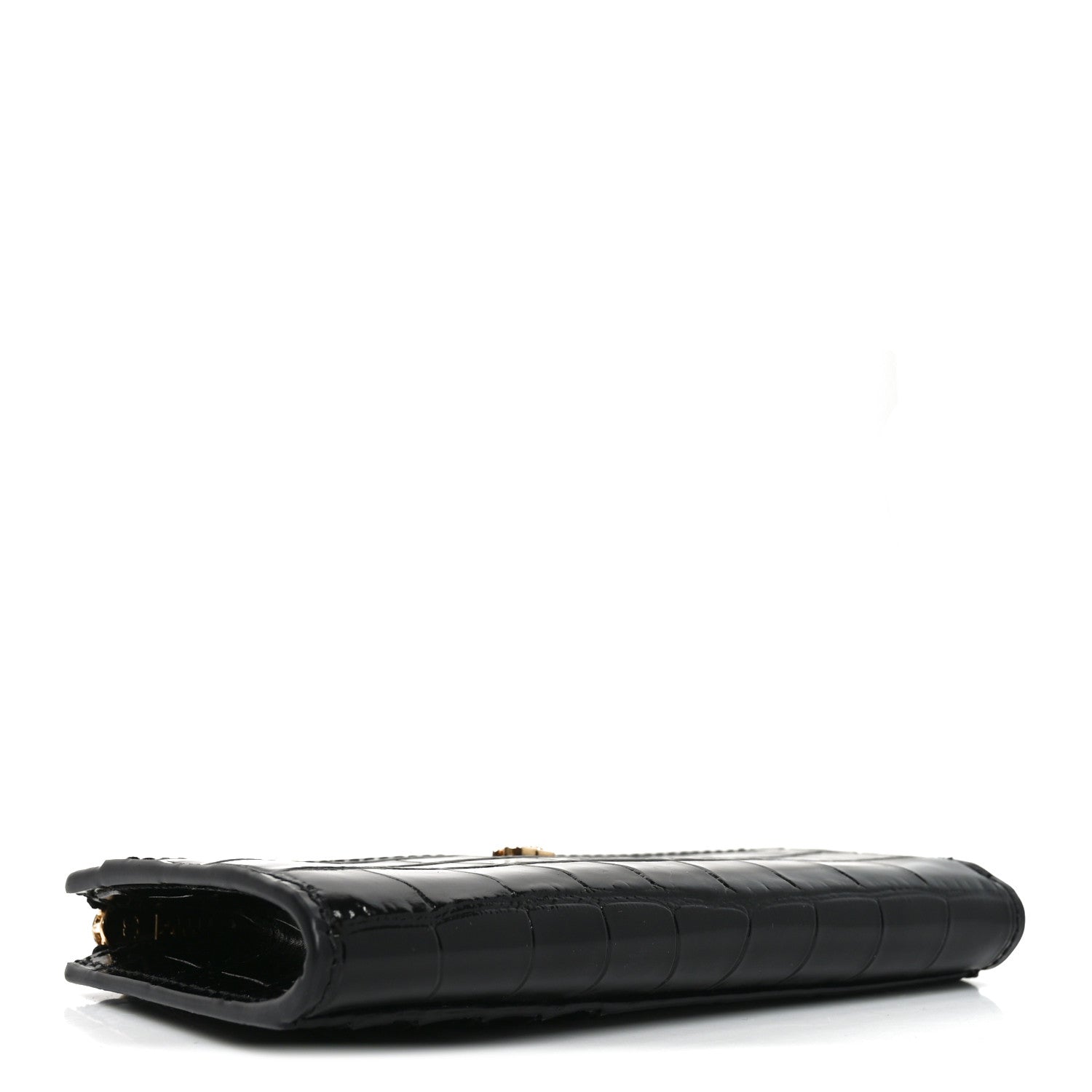 Chanel Calfskin Crocodile Embossed Crococo Zipped Card Holder Black 4 of 8