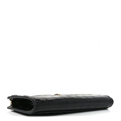 Chanel Calfskin Crocodile Embossed Crococo Zipped Card Holder Black 4 of 8