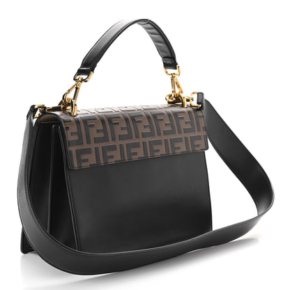 Fendi Vitello Liberty Bi-Color FF 1974 Embossed Kan U Shoulder Bag Black Maya 4 of 11