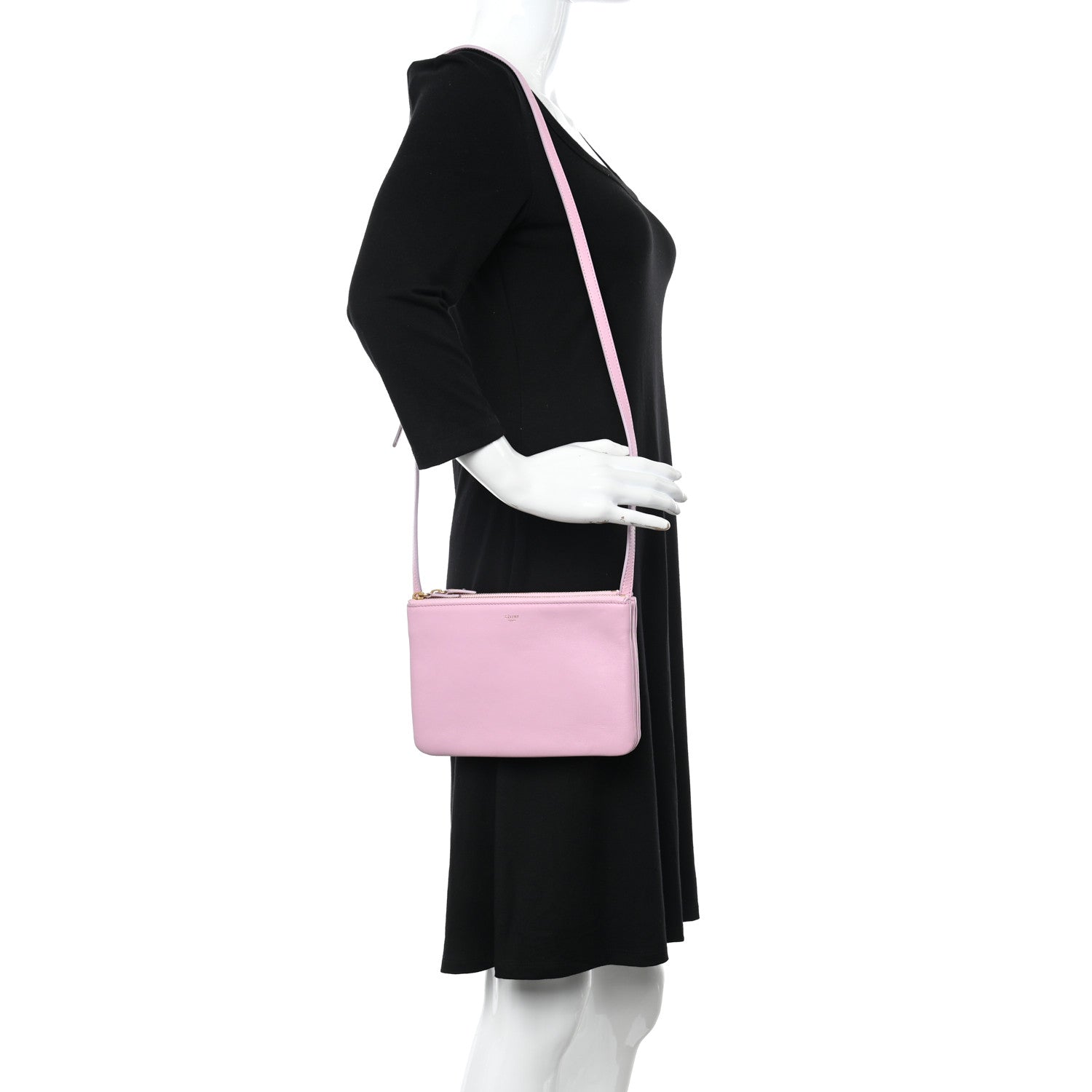 Celine Lambskin Small Trio Crossbody Bag Pink 2 of 13