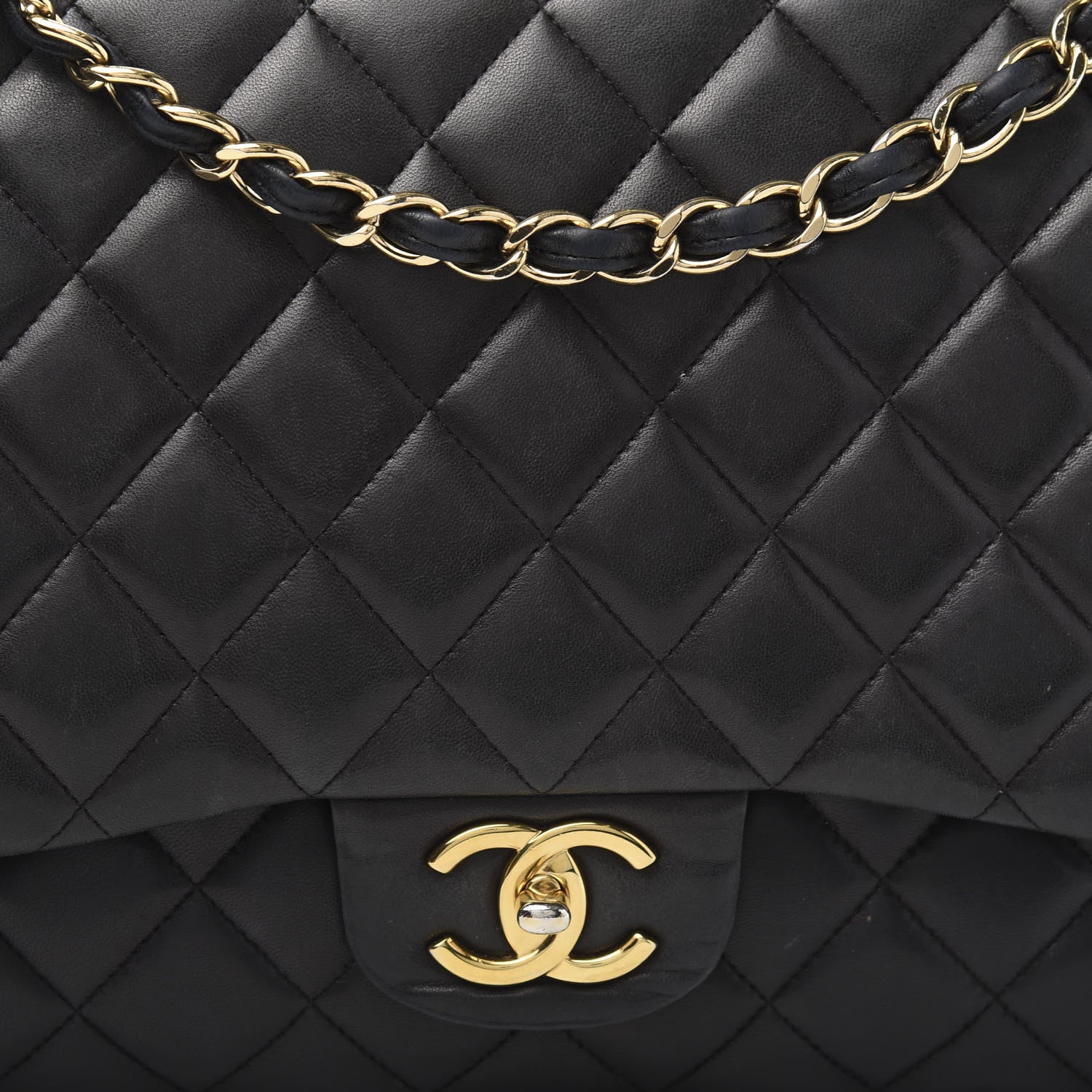 Chanel Lambskin Quilted Maxi Double Flap Black 19 of 20