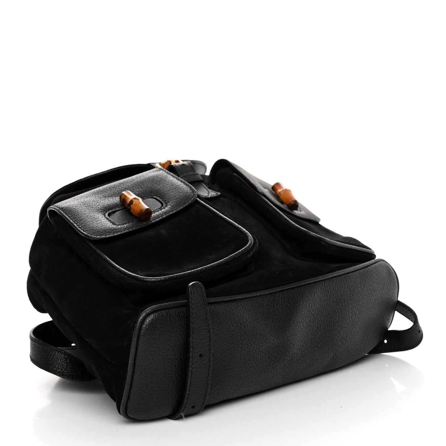 Suede Calfskin Bamboo Backpack Black