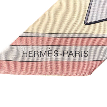 Hermes Silk Grand Tralala Twilly Rose Poudre Jaune 3 of 6