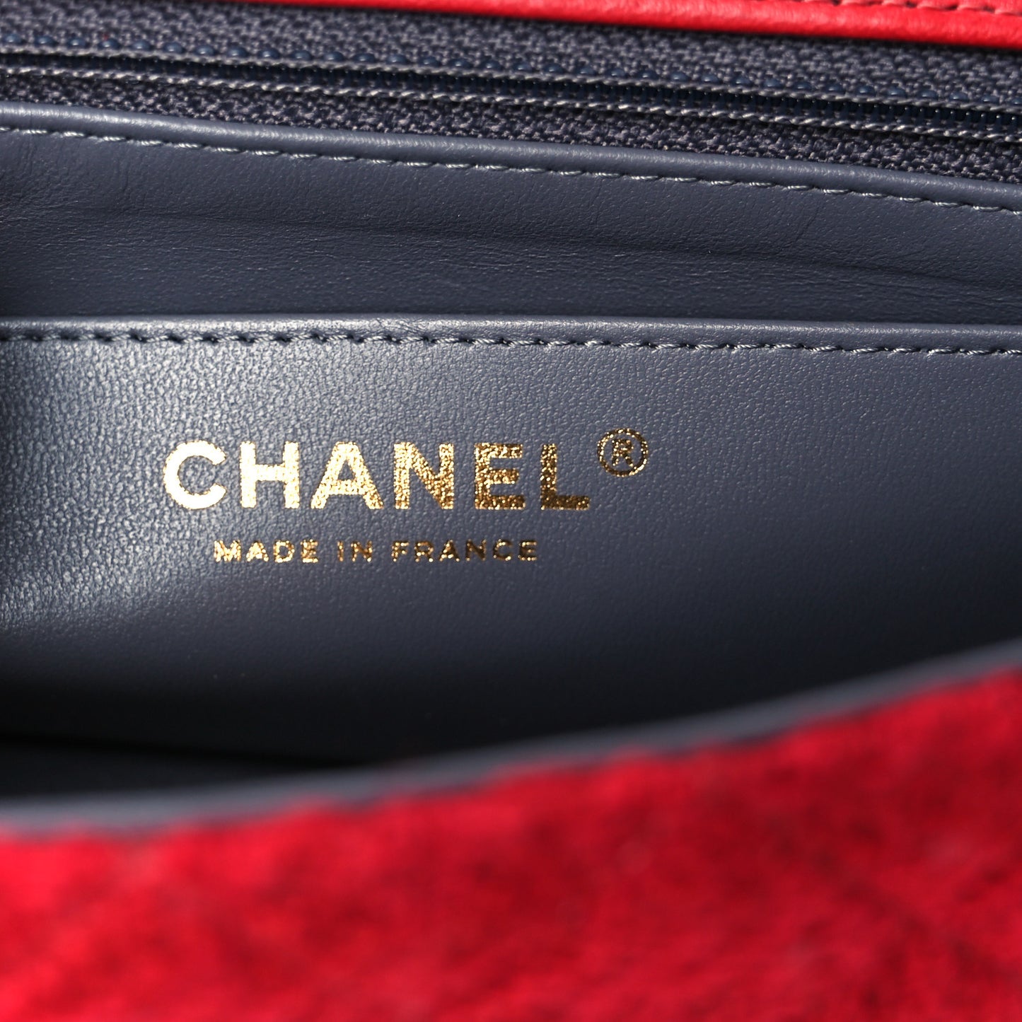 Tweed Quilted Mini Rectangular Flap Red