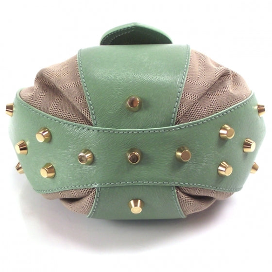 Fendi Canvas Leather Studded Hand Bag 4 of 12