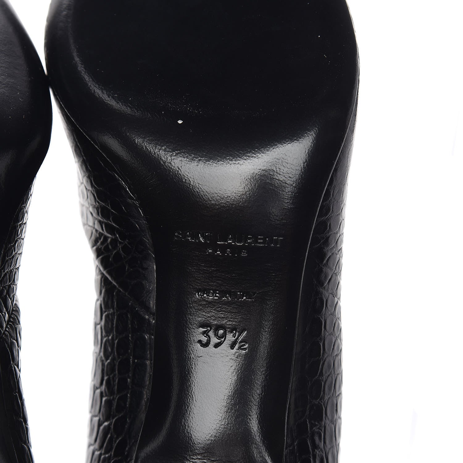Saint Laurent Crocodile Calfskin Charlotte Laced Boots 39.5 Black 6 of 7