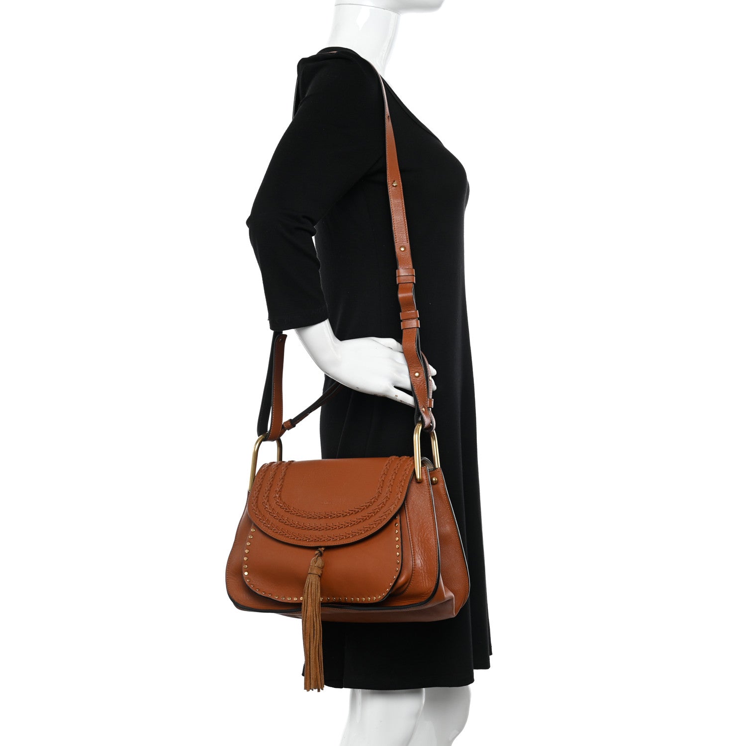 Chloe Calfskin Medium Braided Hudson Double Carry Shoulder Bag Caramel 2 of 15