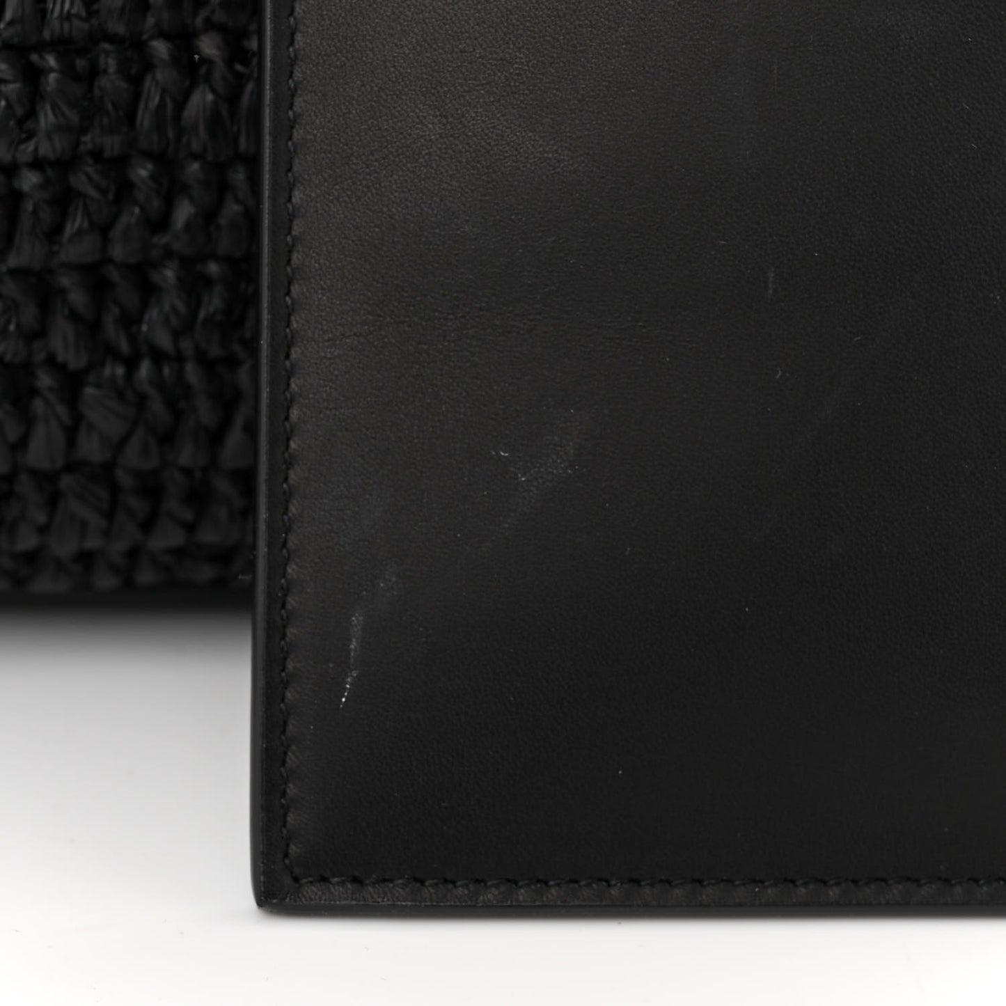 Raffia Calfskin Monogram Le 37 Bucket Bag Black