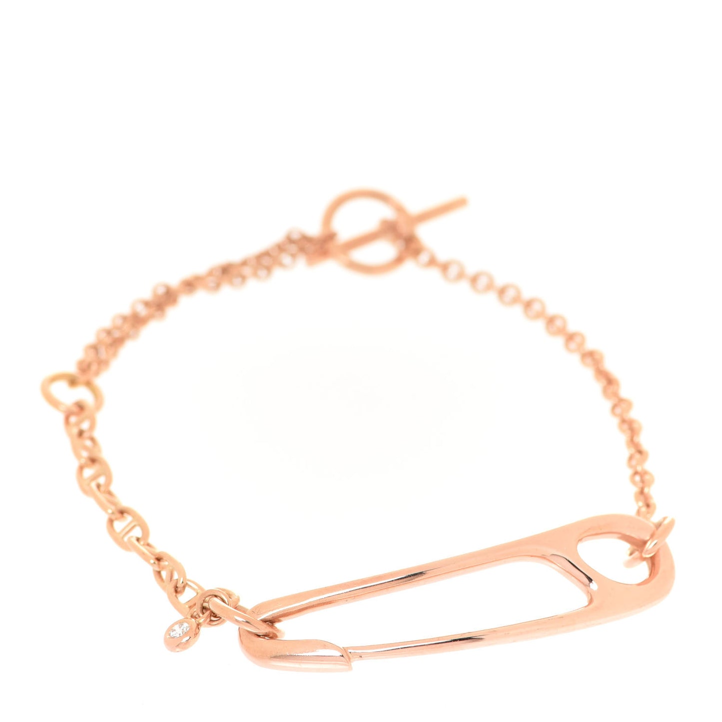 18K Rose Gold Diamond MM Chaine d'Ancre Punk Bracelet SH
