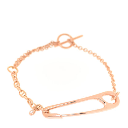 Hermes 18K Rose Gold Diamond MM Chaine d'Ancre Punk Bracelet SH 1 of 5