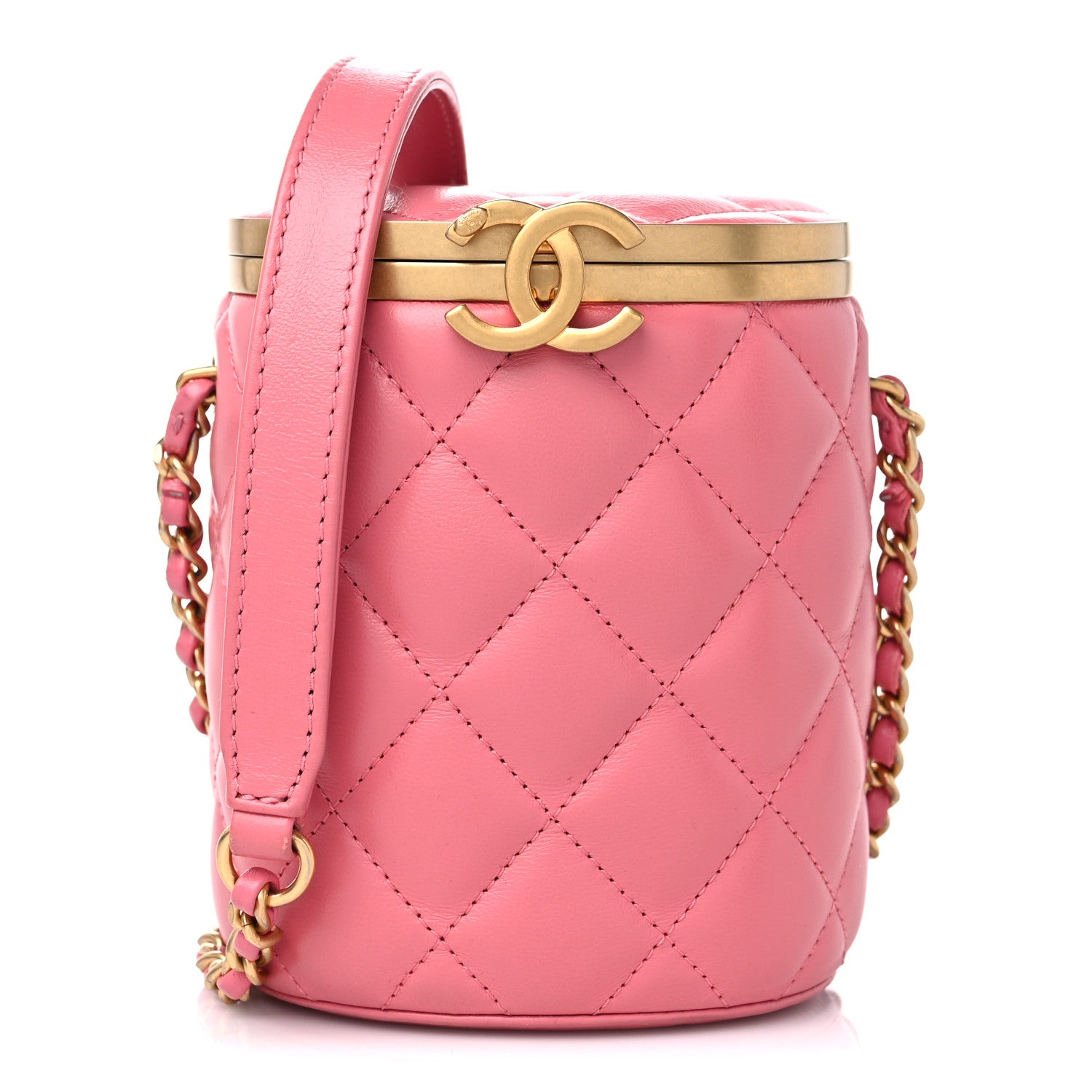 Chanel Lambskin Quilted Mini Crown Box Bag Pink 1 of 9