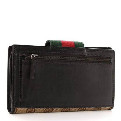 Gucci Monogram Calfskin Ladies Web Continental Wallet Beige Ebony Cocoa 4 of 8