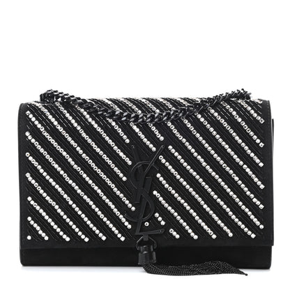 Saint Laurent Suede Crystal Small Classic Monogram Kate Satchel Black 1 of 11