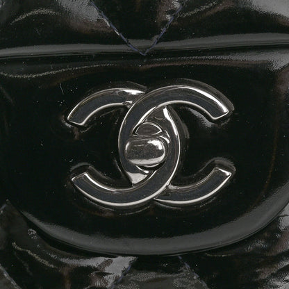 Chanel Patent Quilted Jumbo Double Flap Navy Blue 11 of 13