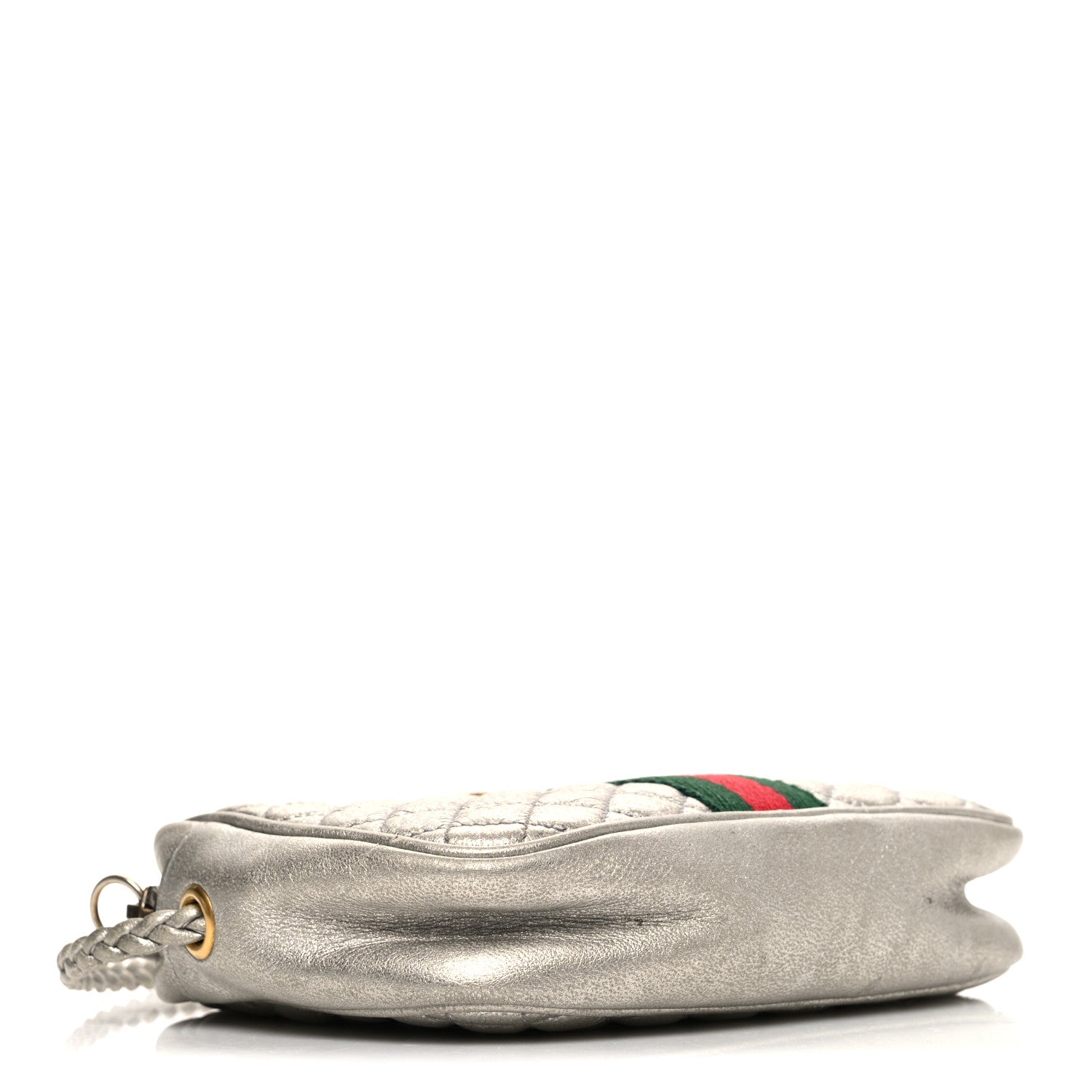 Gucci Laminated Nappa Web Trapuntata Mini GG Shoulder Bag Argento 4 of 11