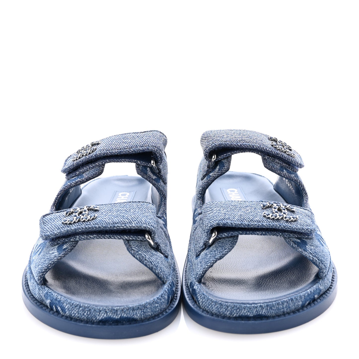 Denim CC Velcro Dad Chain CC Slide Sandals 36 Blue