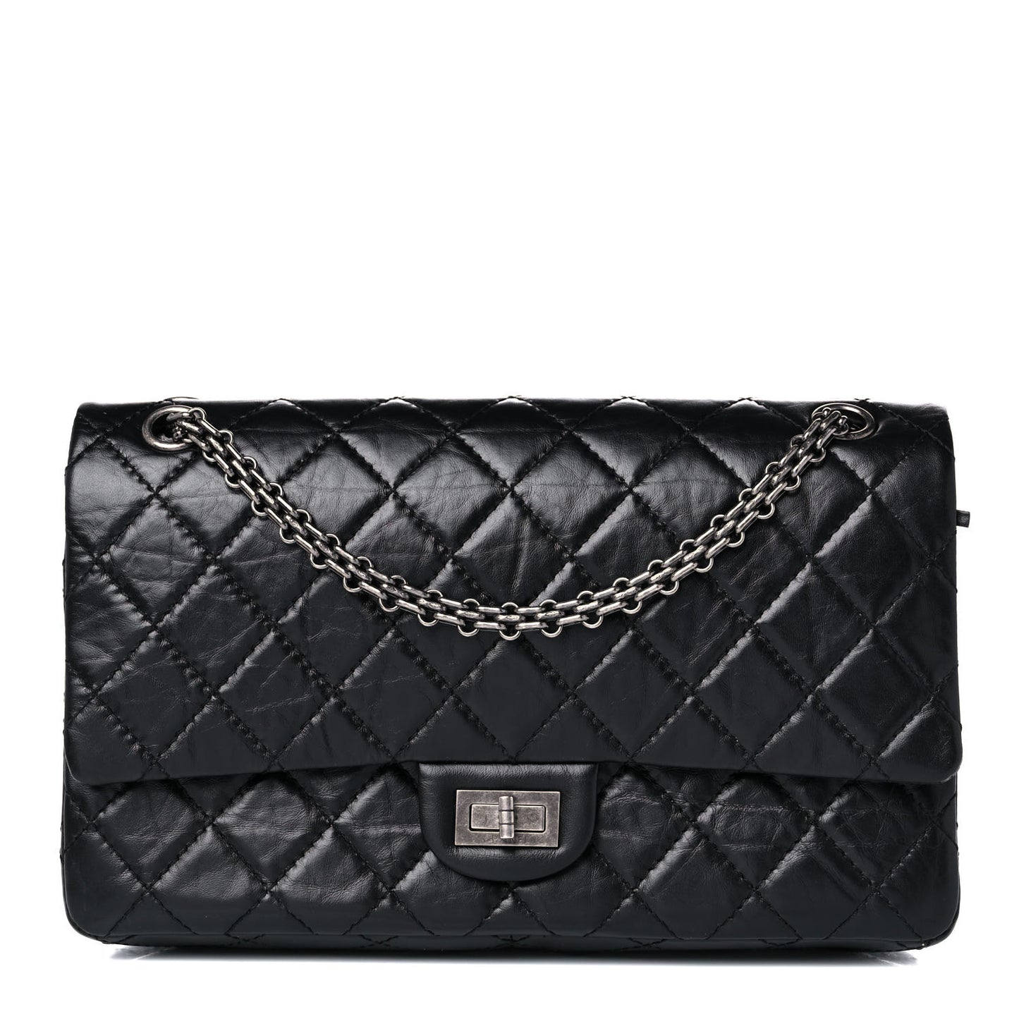 Aged Calfskin Quilted 2.55 Reissue 226 Flap Black